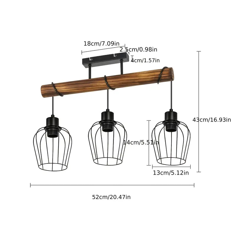 Lámpara de Techo Industrial de 3 Luces Vintage