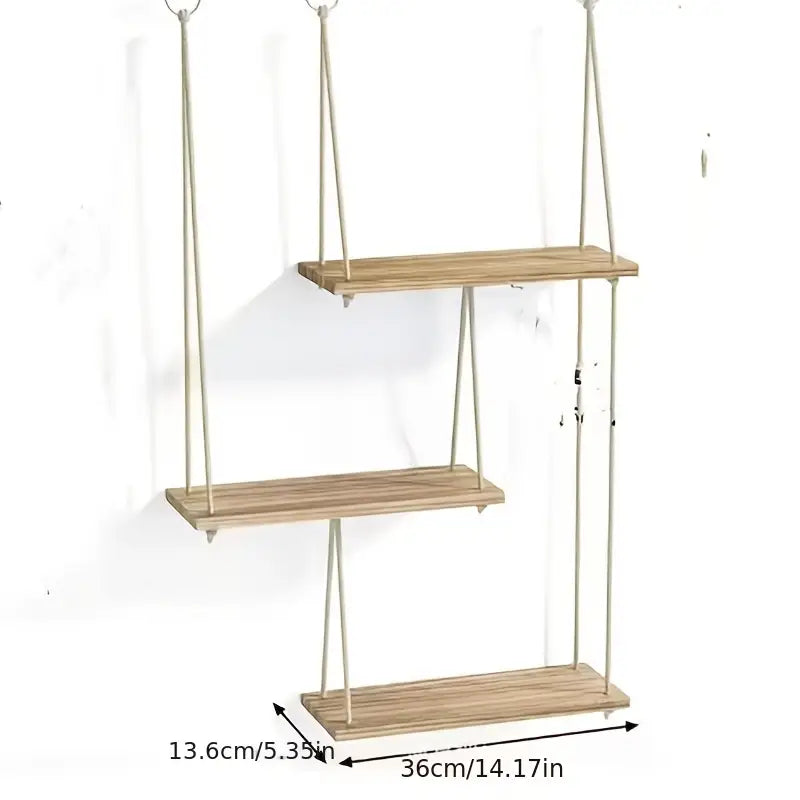 Estantería Colgante de Madera Rústica