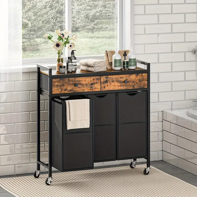 Mueble Organizador de Lavandería Industrial con Cestos Extraíbles