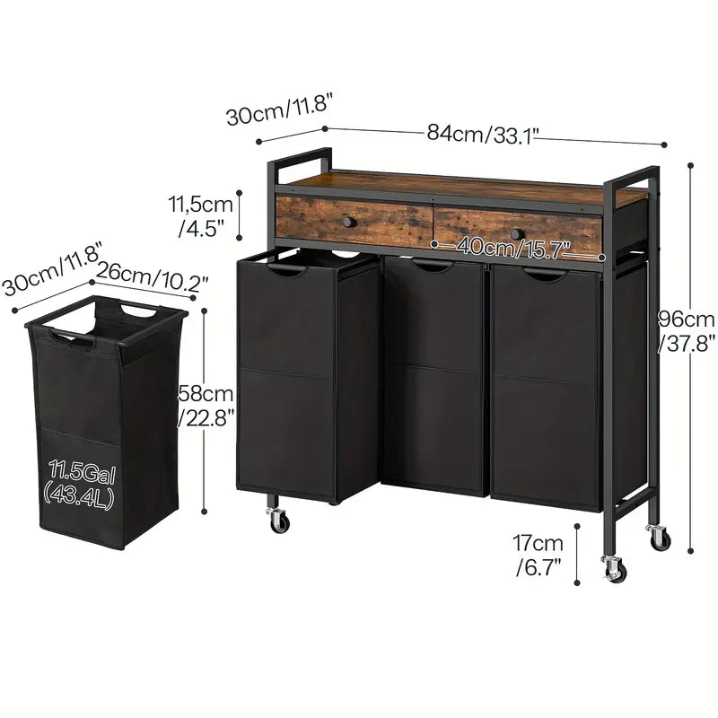 Mueble Organizador de Lavandería Industrial con Cestos Extraíbles