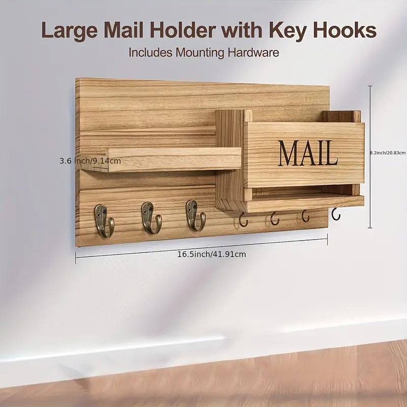 Organizador de Cartas y Llaves de Madera Natural