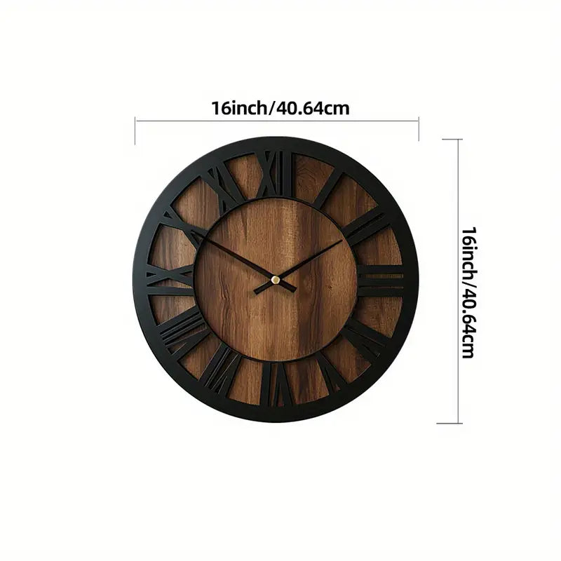 Reloj de Pared Vintage Negro y Madera