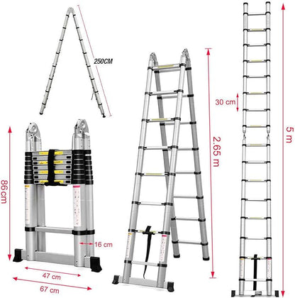 Escalera Articulada Telescópica – Diseño Plegable de Aluminio de 5M